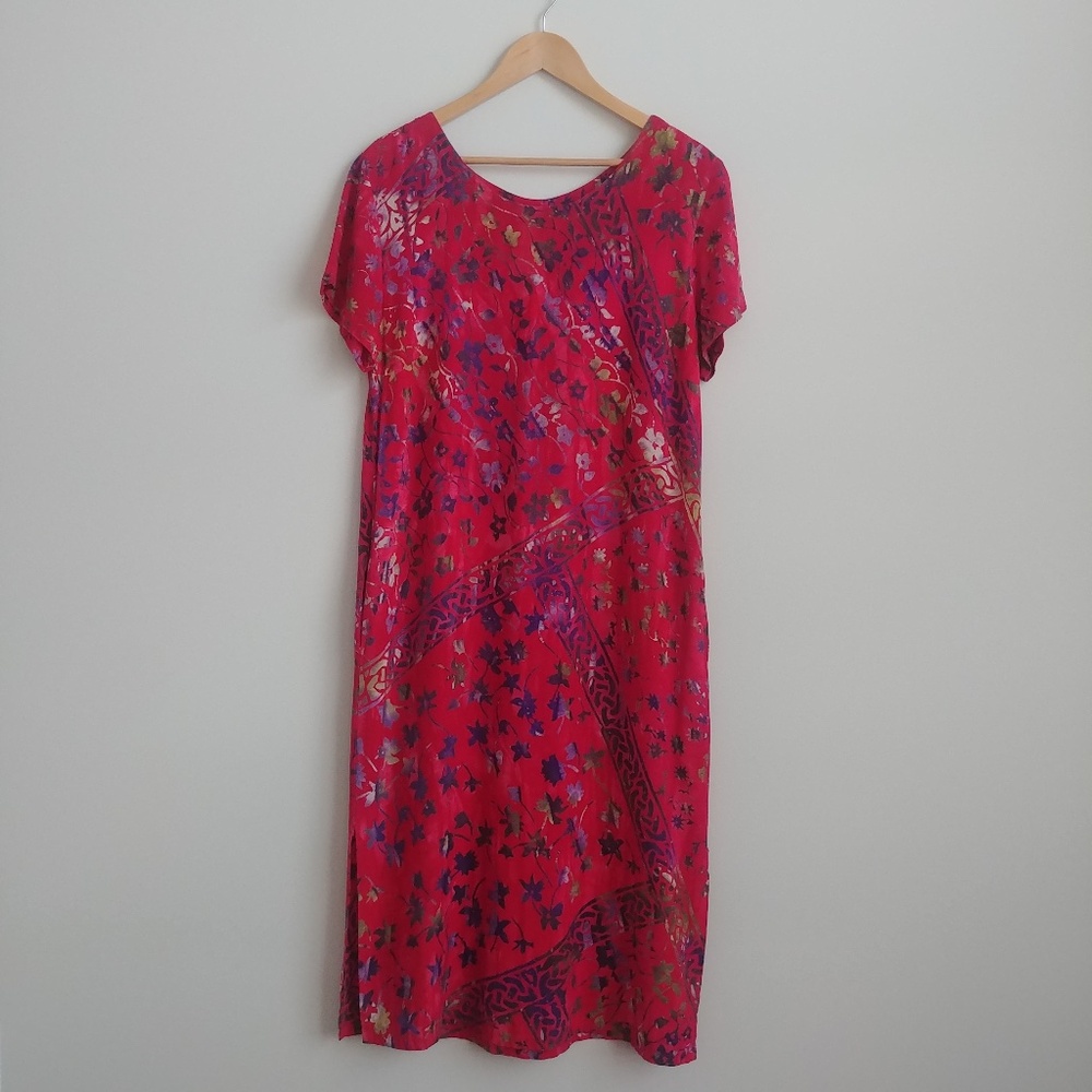 4/$20 100% rayon lightweight summer midi dress red blue green Small …